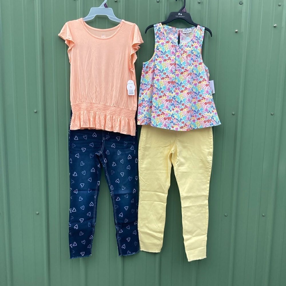Girls Fashion Jeggings, T-Shirt & Tank Top 4-Piece Set Size XXL (18)